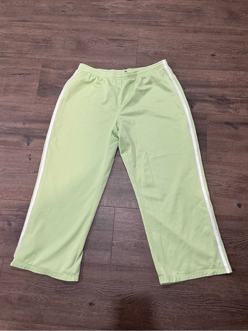 Champion Light Green Capri Track Pants with White Side Stripe
